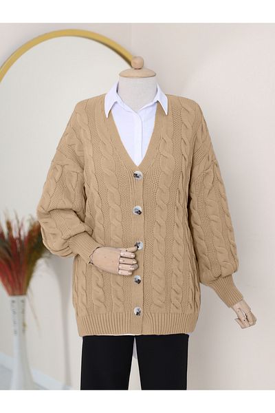 Modamorfo Mink Knitwear Cardigan - Hair Braided and Buttoned
