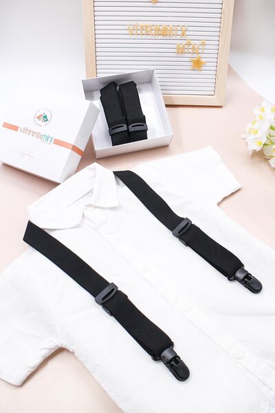 VİTRİNMİXMİNİ حزام بنطلون أطفال قابل للتعديل باللون الأسود - محاصر - اقرأ الوصف