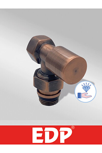EDP BAKIR ESKİTME TİTANYUM KAPLAMALI DEKORATİF KÖŞE RADYATÖR VANASI METAL VOLAN 1/2" PPRC