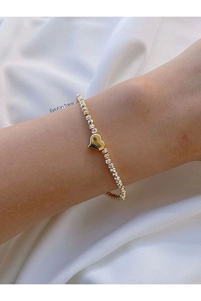 Eylülün Takısı Gold Colored Heart Figured Women's Bracelet
