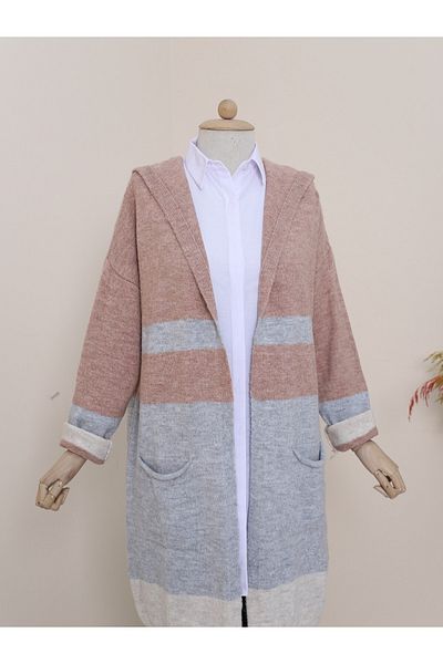 Modamorfo Glitter Hooded Sweater Cardigan -Powder