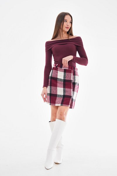 VOVSTYLE Women's Mini Checked Plaid Skirt