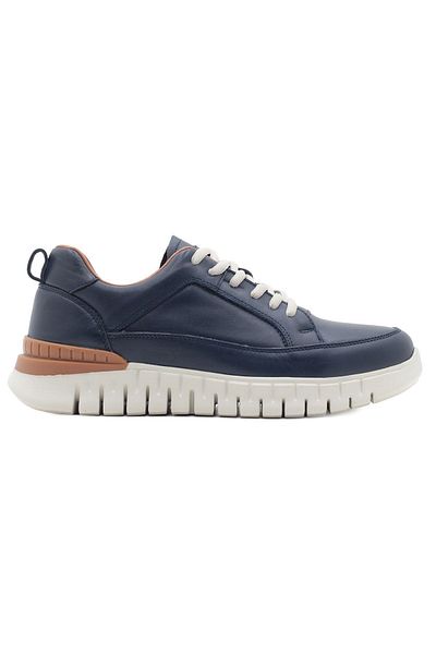 Barmea Pantofi de mers sport pentru bărbați 2401 - Piele naturală Albastru închis