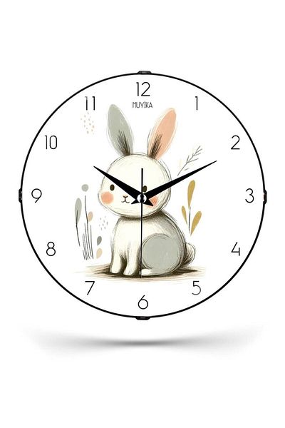 Muyika Design Children's Room Wall Clock Decorative Silent Rabbit Patterned 26cm Pds-26
