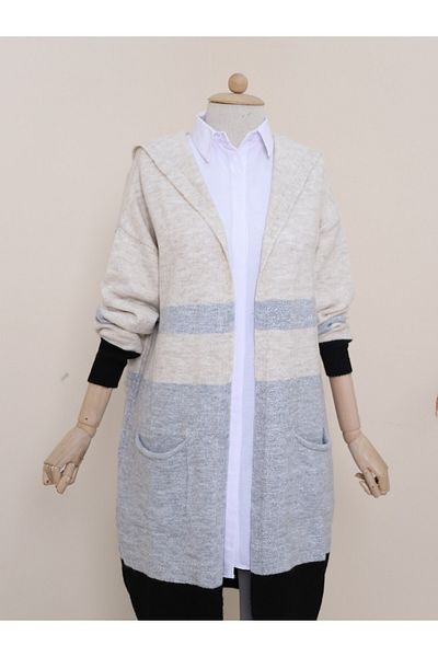Modamorfo Gray Glitter Hooded Sweater Cardigan