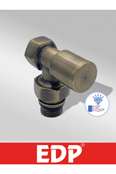 EDP SARI ESKİTME TİTANYUM KAPLAMALI DEKORATİF KÖŞE RADYATÖR VANASI 1/2" PPRC