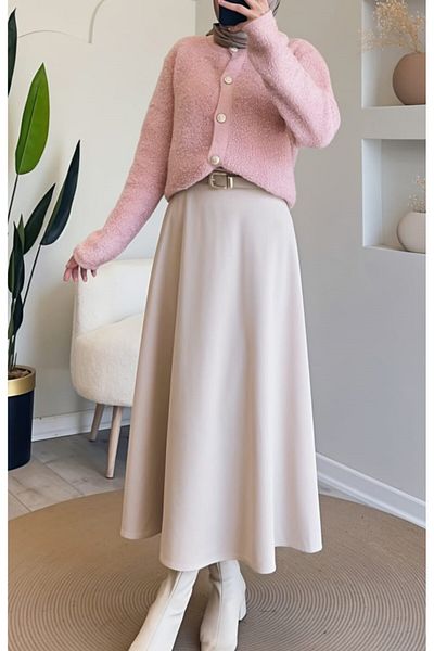 CNG MODA Scuba Fabric Hijab Flared Skirt - Puff