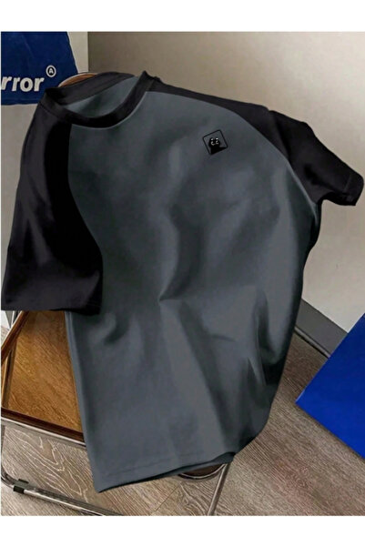 MOONBULL Unisex Göğüs Kedi Baskılı Oversize Reglan Kol T-shirt