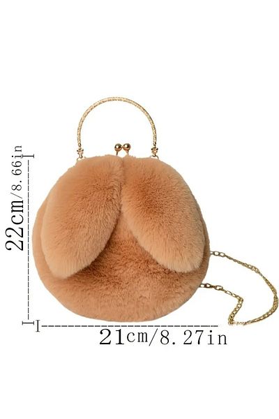 GlassySKY Very Stylish Rabbit Ear Plush Chain Bag Party Wedding Henna Birthday Valentine's Day Gift