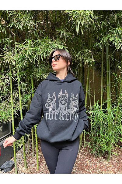 rockcity Hanorac oversize cu piatră neagră