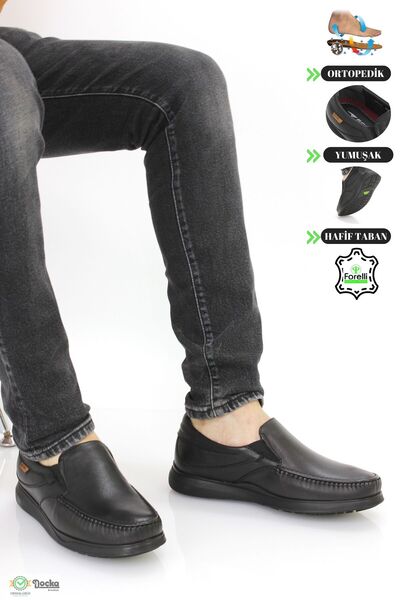 Forelli Erkek Ortopedik Bağcıksız Hakiki Deri Rok Ayakkabı F4M/CM35301