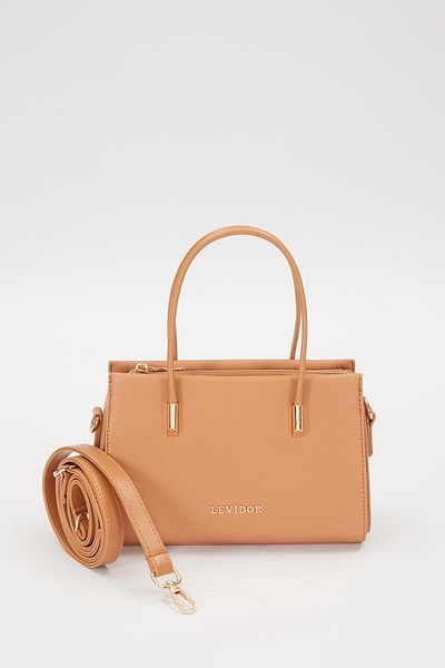 Levidor Camel-Camel Hidden Pocket Detailed Handbag
