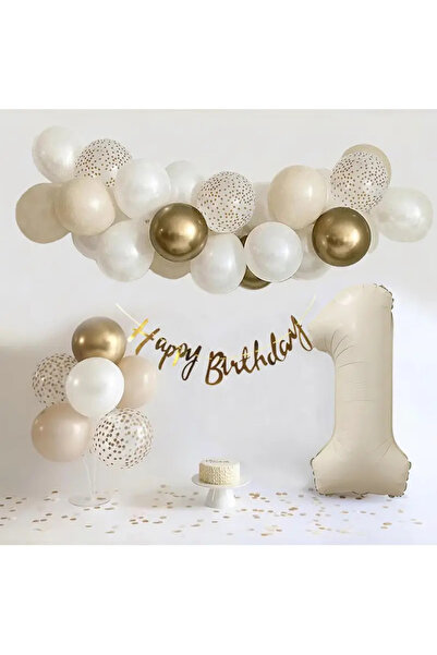KAR TANESİ 1 Yaş Parti Retro Pastel Doğum Günü Seti-BALON STANDI VE ZİNCİR