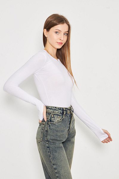 Irmak Kerekli Women's White Toe Detailed Crew Neck Lycra Bodysuit 199