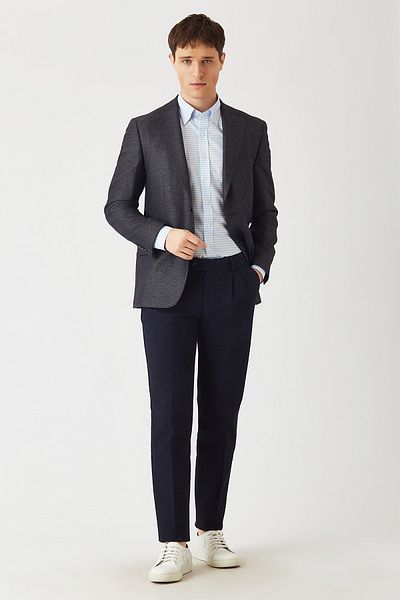 Bisse Αθλητικό ανδρικό παντελόνι με 4 τσέπες Navy Blue Double Pleated