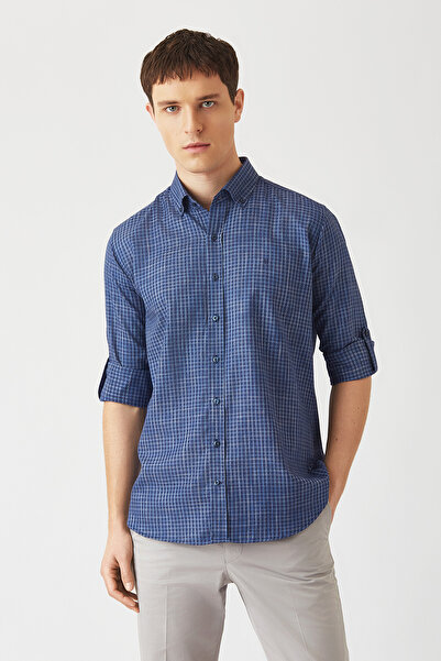 Bisse Regular Fit Uzun Kollu Lacivert Spor Erkek Gömlek