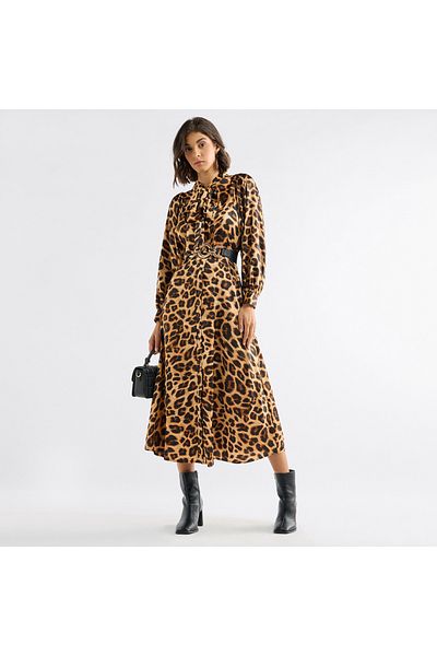 FAV PRINTED MAXI DRESS WITH FRONT TIE UP