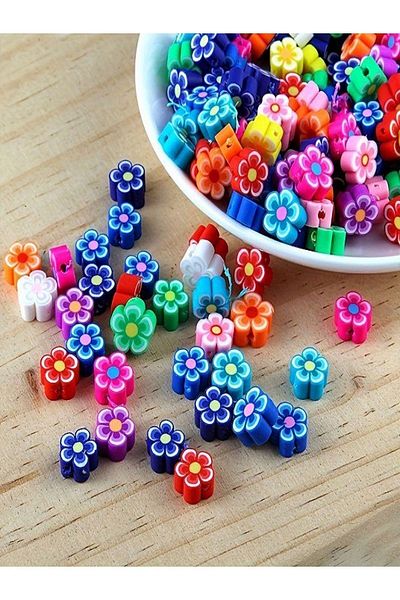 312 KONSEPT 25 Colorful Flower Polymer Clay Fimo Beads