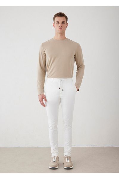 Boris Becker Off-White Stretch Waisted Corded Chino Pants