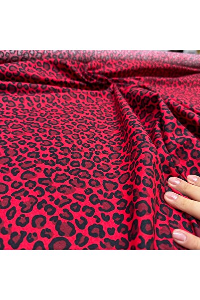 Yaren Ülker قماش البوبلين بورجوندي نمط الفهد عرض مزدوج