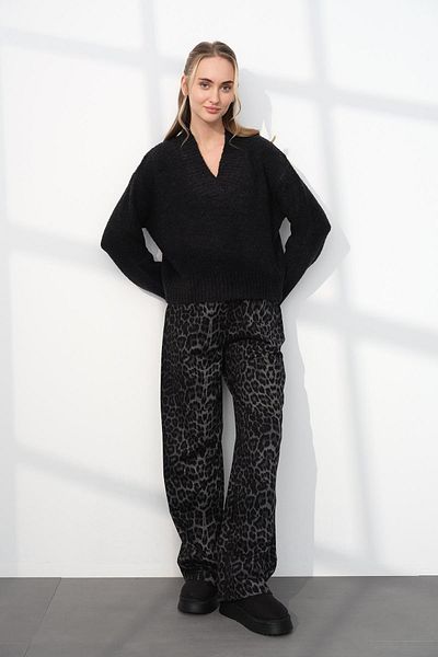 Qutu Butik 10661 V-Neck Buckle Triko Sweater