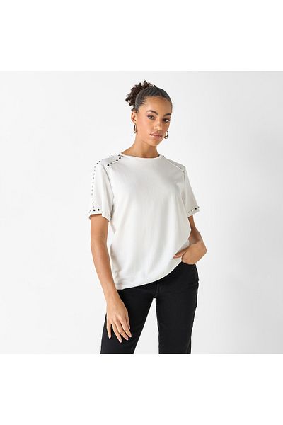 2Xtremz Embellished Crew Neck T-shirt With Short Sleeves