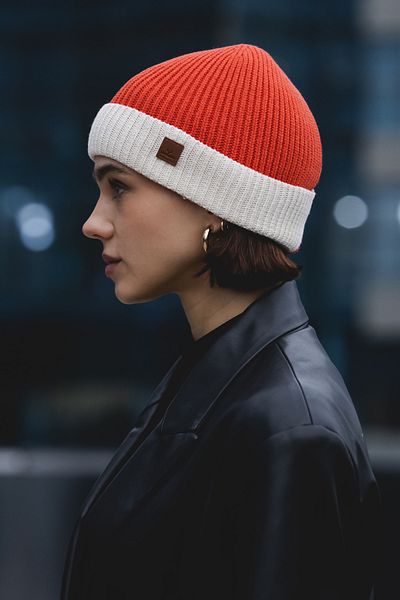 Nordbron Coral Color-Blocked Soft Knitwear Women's Pacot - Stretchy & Beanie Logo Double Fold
