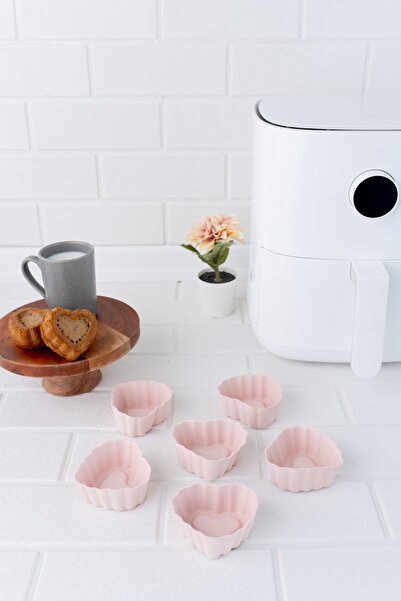 Silicolife Onikiden Airfryer Silikon Kalp Muffin Kek Kalıbı 6’lı- Tüm Hava Fr...