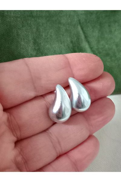 mos&more Matte Silver Mini Size Drop Women's Earrings