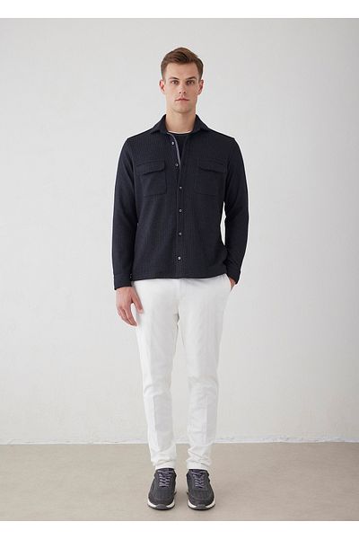 Boris Becker Anthracite Color Line Patterned Wool Blended Shirt