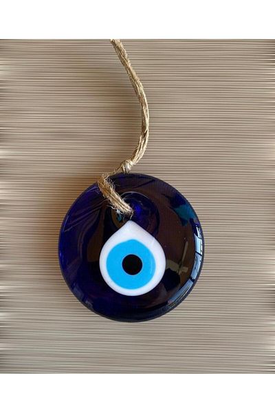 312 KONSEPT 1 Piece 5 Cm Decorative Perforated Glass Evil Eye Bead And Jute Rope Tree Ornament Keychain