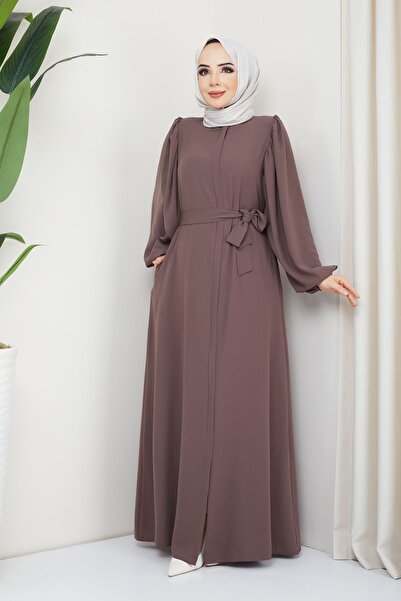 Zeynep Tesettür Ebrar Model Abaya - Vizon