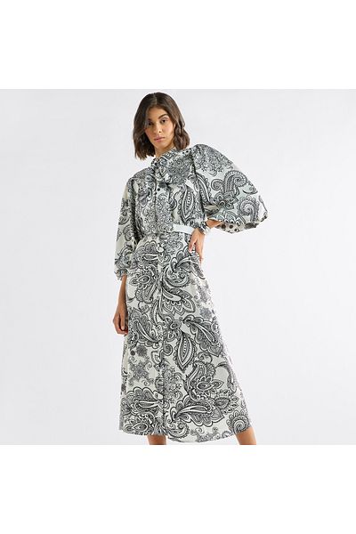 FAV PRINTED MAXI DRESS WITH FRONT TIE UP