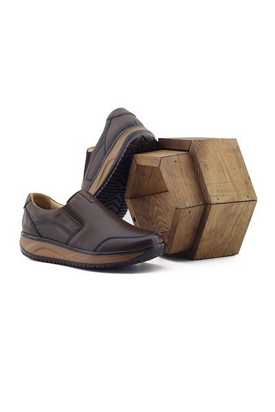 Barmea Genuine Leather Men's Casual Walking Shoes - 1650 Brown