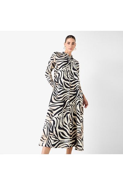 Iconic Printed Shirt Dress With Collar And Long Sleeves