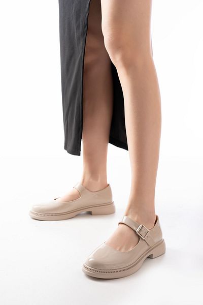 Moda Asmira Ysn-4444 Beige Patent Leather Casual Shoes