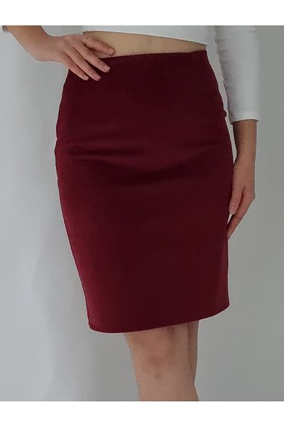YAXİ MEDİAS Fusta creion din catifea roșie Claret