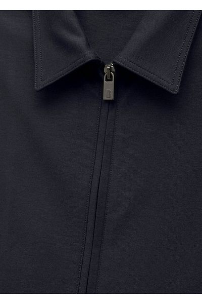 Boris Becker Navy Blue Color Shirt Collar Sweat Jacket