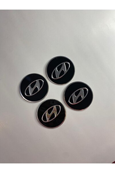 Genel Markalar Hyundai Jant Logo Yapıştırma Etiket Amblem Siyah 4 Adet 60mm