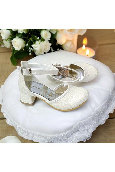 PATİK BEBE Rochie de seara de culoare sticla alba pentru fete pantofi cu toc elegant