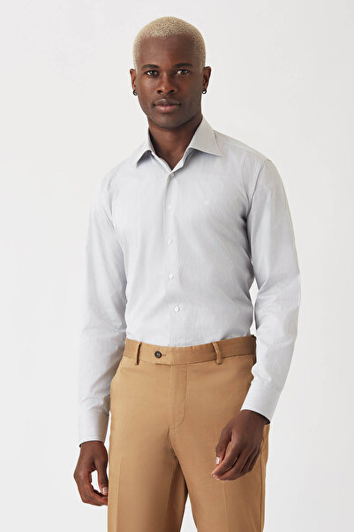 Bisse Regular Fit Uzun Kollu Kahve Klasik Erkek Gömlek