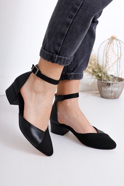Hayalimdeki Ayakkabı Pantofi din piele intoarsa neagra cu toc Holly
