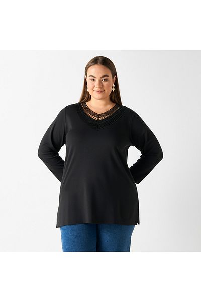 Ulla Popken LACE NECK TOP