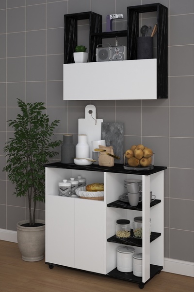 moka park avm 2 Kapaklı Çoklu Raflı Tekerlekli Üst Raflı Mikrodalga Fırın Dol...