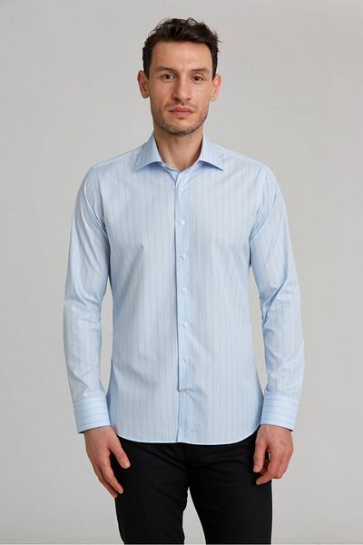 Bisse Platinum Regular Fit Long Sleeve Blue Men's Shirt