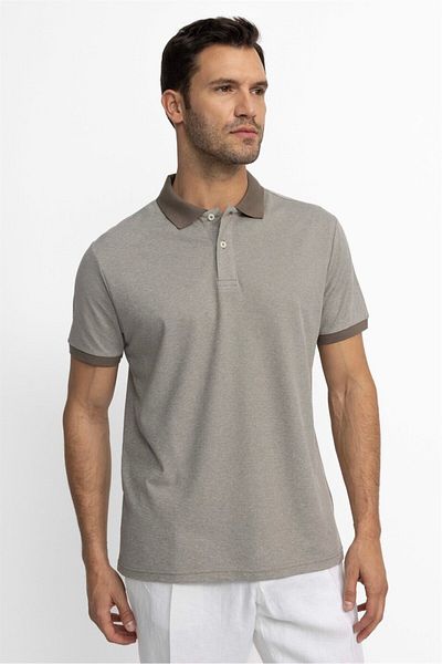 Tudors Men's Regular Fit Classic Cut Cotton Plain Pique Mink Polo Neck T-Shirt