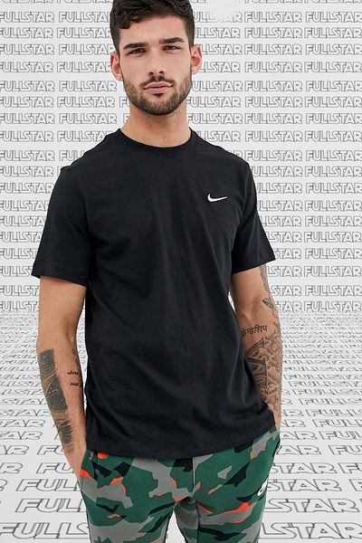 Nike Αθλητικά ρούχα Basic Tee Cotton Unisex Μαύρο καλοκαιρινό λεπτό μπλουζάκι μαύρο