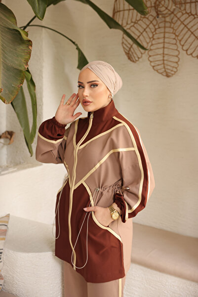 MİMİ Luxury Wear Γυναικείο κρεπ διπλό σετ με χιτώνα και παντελόνι