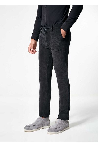 Boris Becker Black Color Waist Corded Velvet Trousers