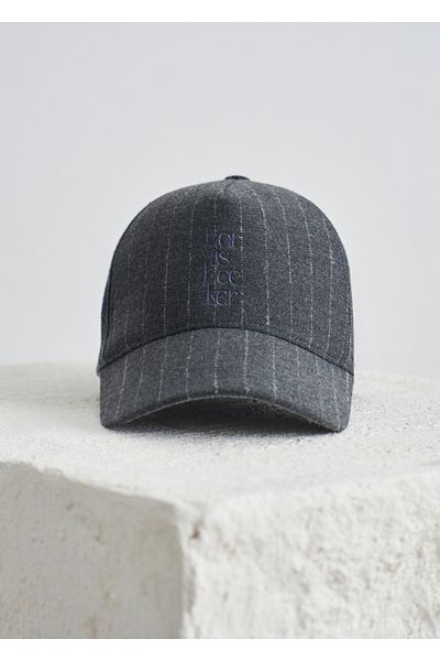 Boris Becker Gray Color Logo Embroidered Leather Detailed Hat
